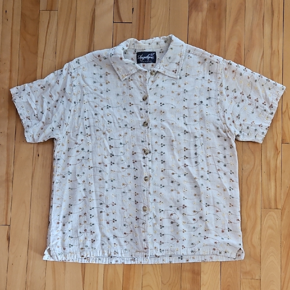 Angelique Floral Button-Up Blouse - Cream